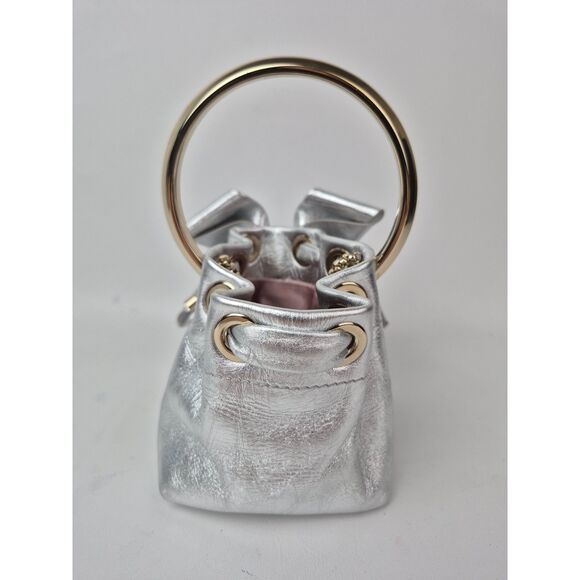 Jimmy Choo Metallic Silver Micro Bon Bon Top Handle Bag - Picture 4 of 12